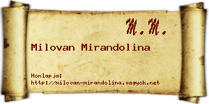 Milovan Mirandolina névjegykártya